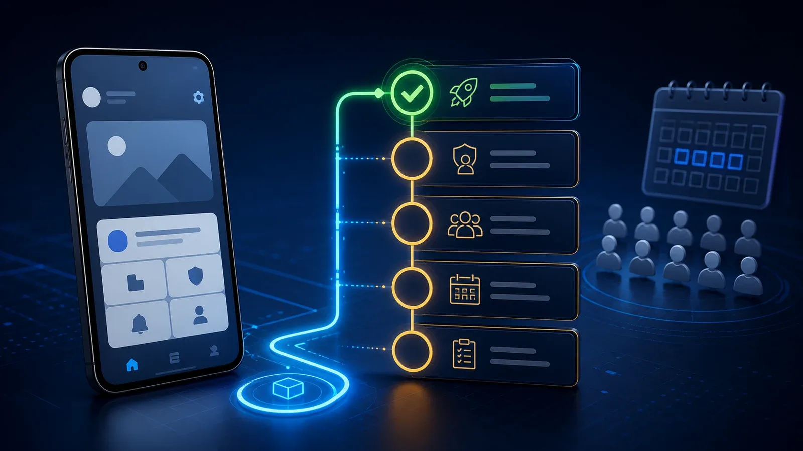 Smart Publisher اندروید کنار چکلیست پنجمرحلهای تست بسته Google Play که فقط مرحله اول آن کامل شده است